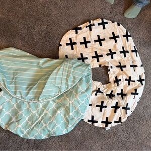 Boppy Nursing Pillow Cover Set in Mint Green and White with Black Crosses
